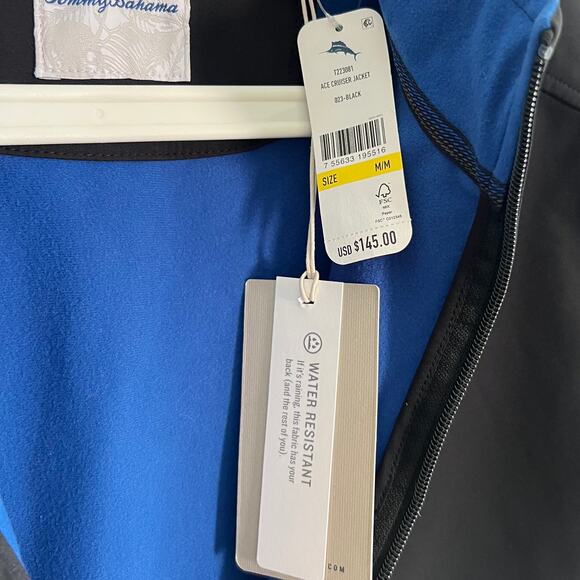 NWT Tommy Bahama Ace Cruiser Jacket Men’s Medium Black Water Resistant - Picture 6 of 7